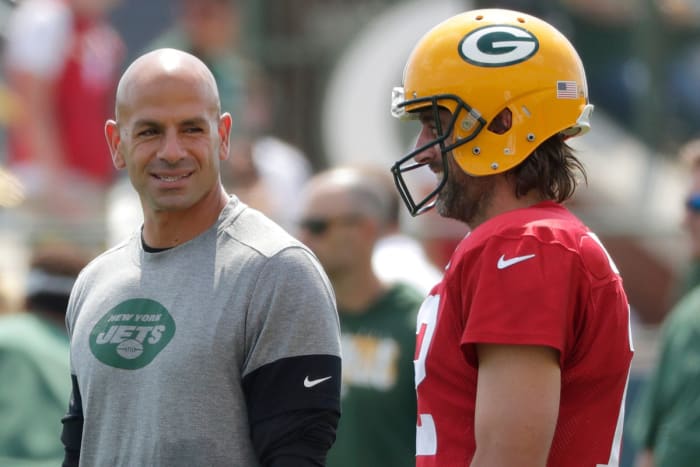 Jets head coach Robert Saleh and Green Bay Packers quarterback Aaron Rodgers